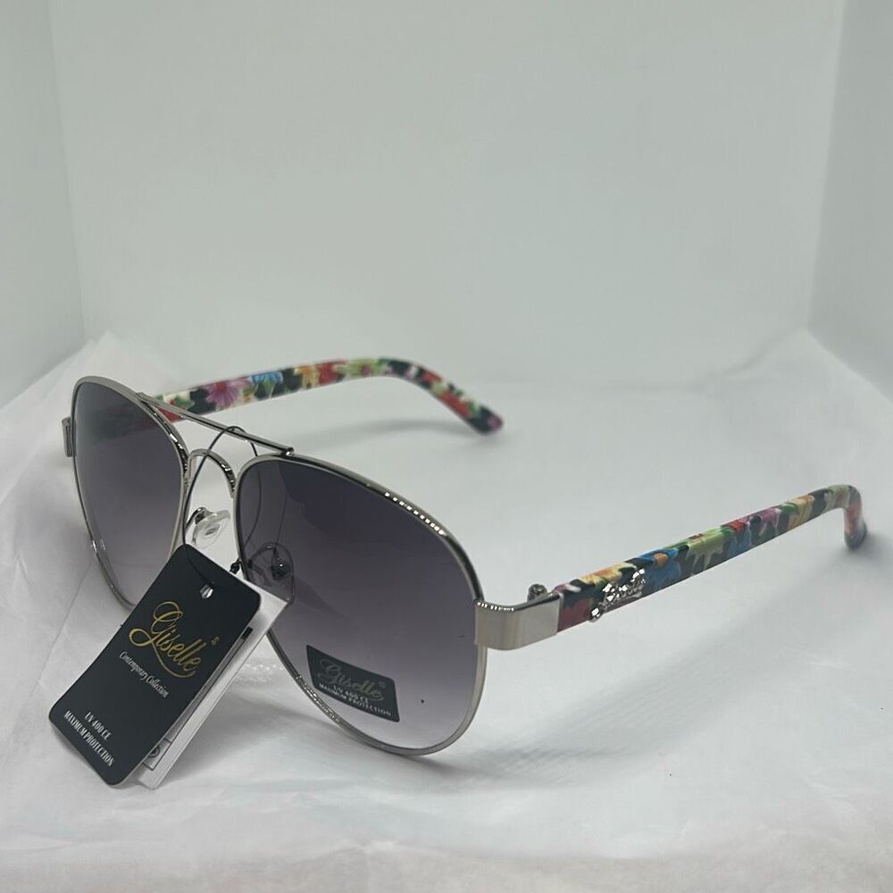 Giselle Contemporary Collection Aviator Sunglasses – UV400 Protection, Floral Ar